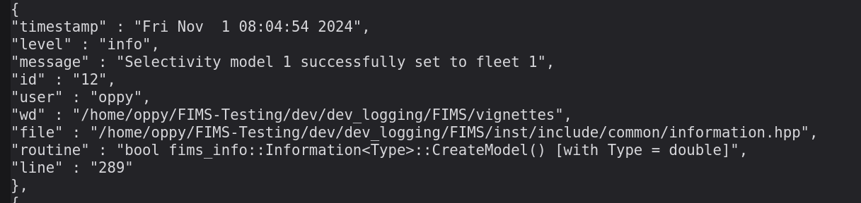 Example of a log entry.